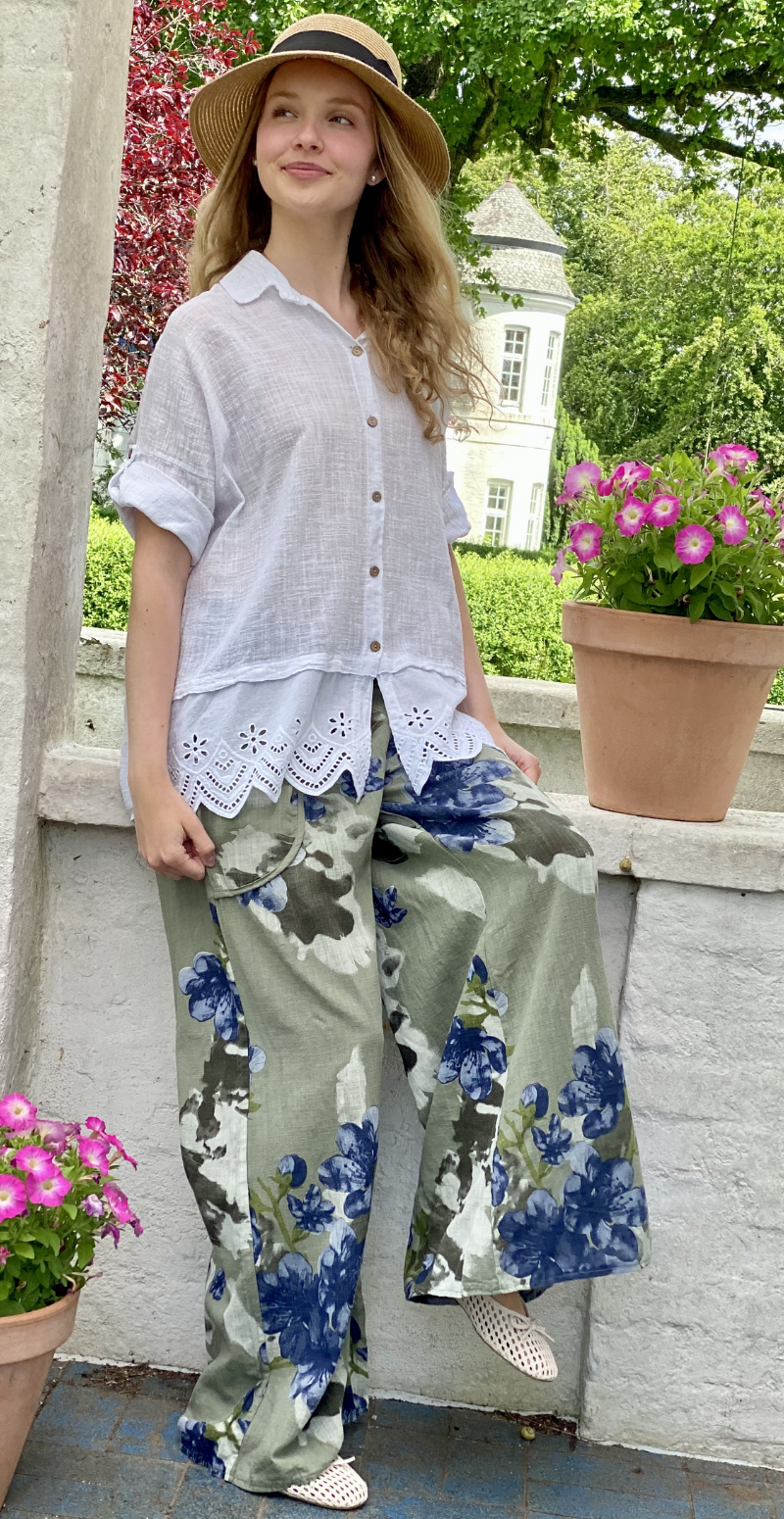 Oda skjortebluse med broderi anglaise hvid LikeLondon