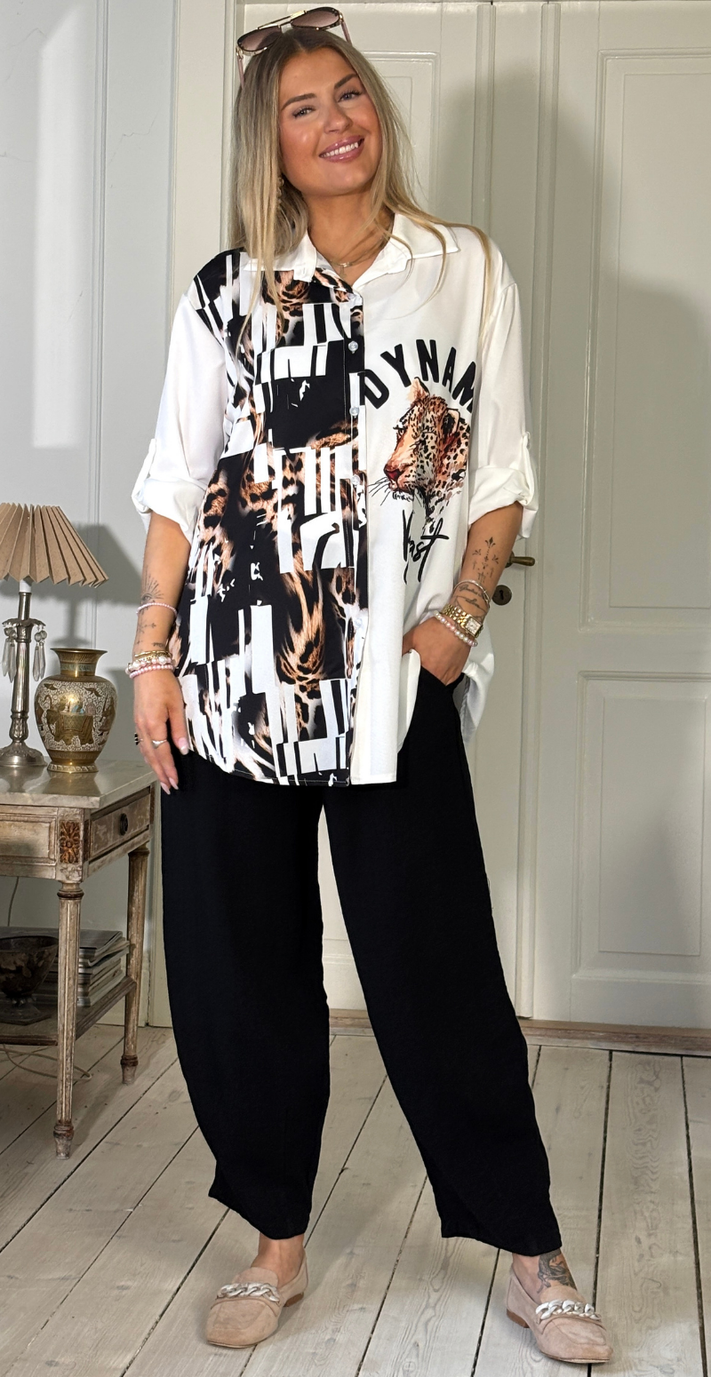 Tracy skjorte med leopardmotiv hvid leopard LikeLondon