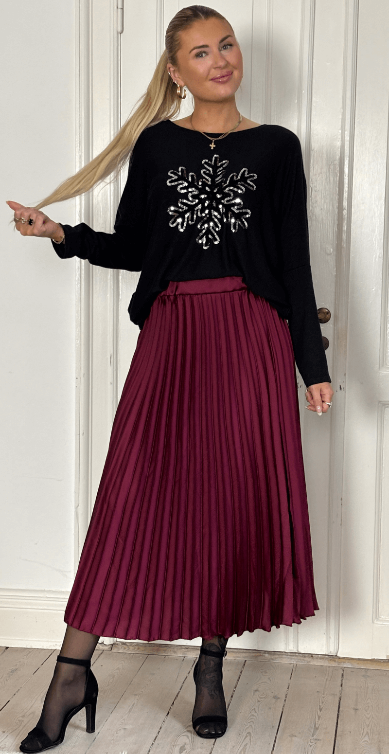 Madelene bluse med snefnug sort LikeLondon