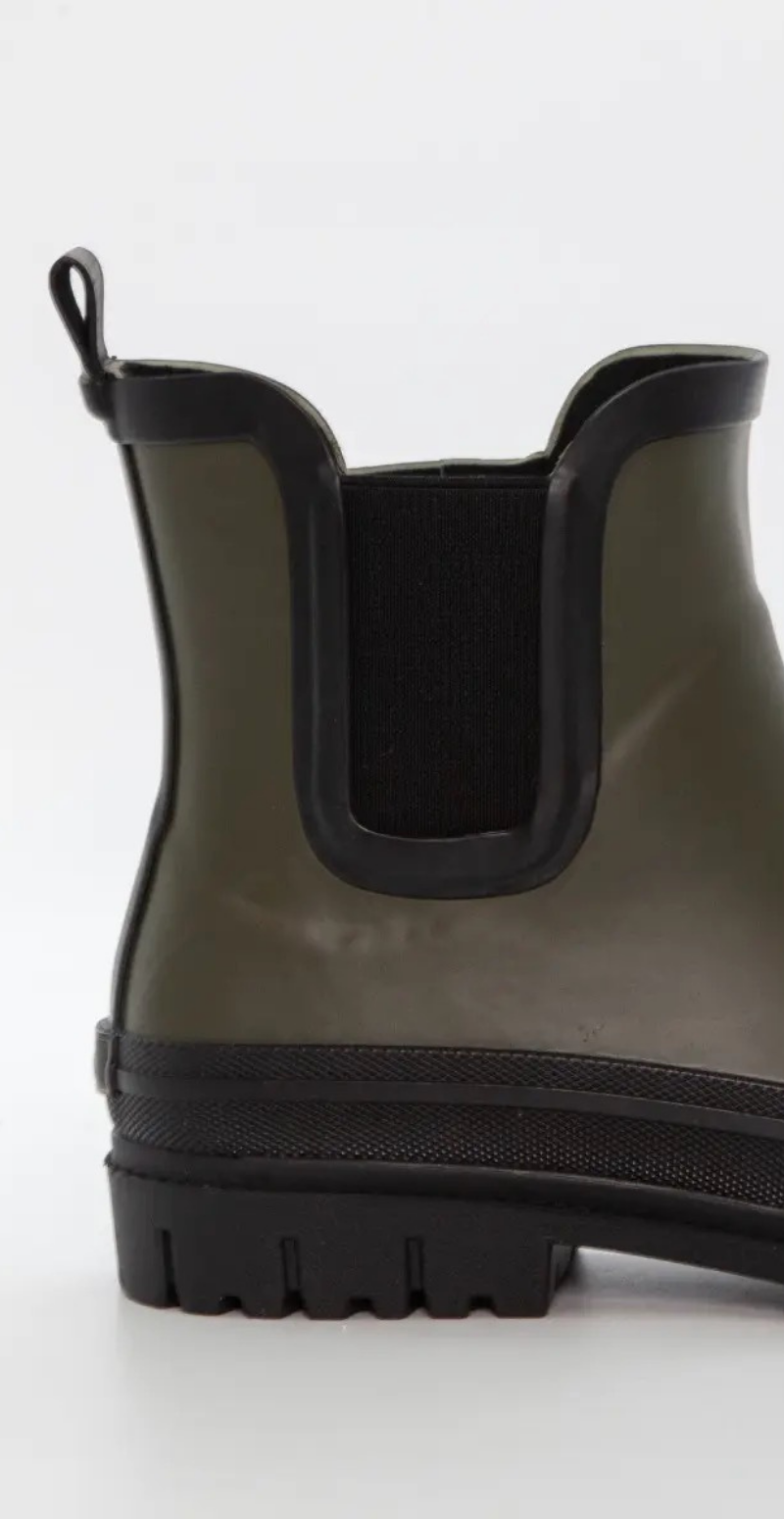 Gummistøvle med elastiske sidekile khaki Duffy