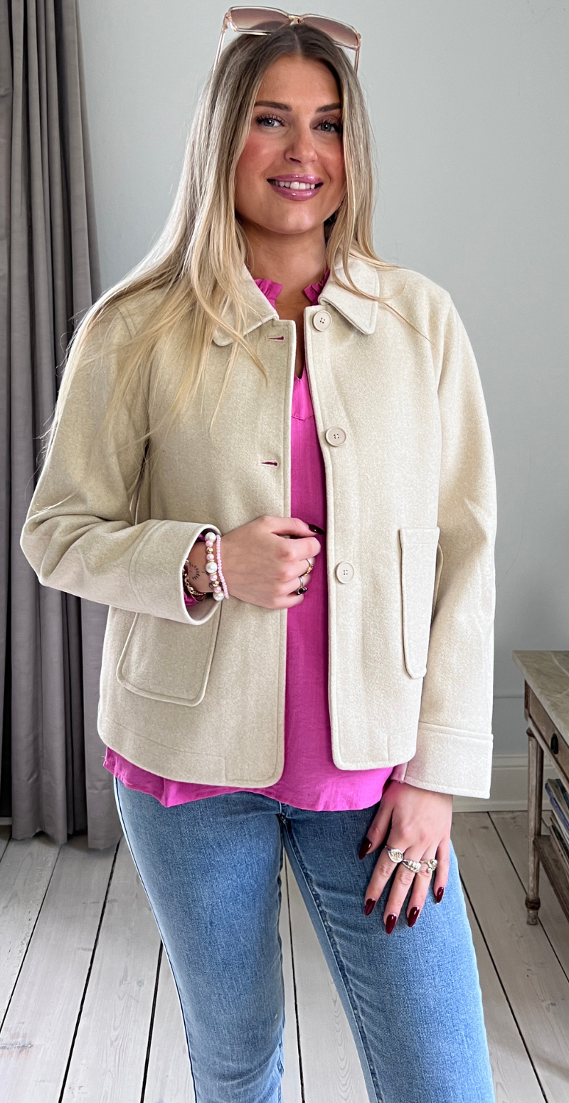 Yanna jakke med lommer moonbeam melange Freequent