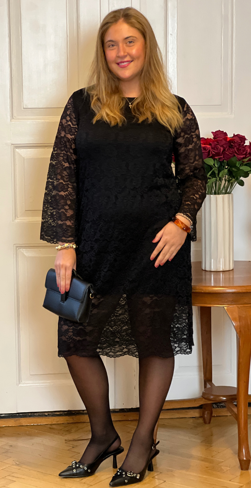 Chaline blondekjole med lange ærmer sort LikeLondon