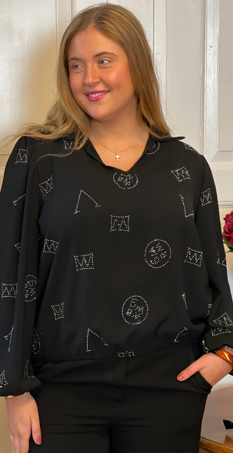 Allie bluse med similisten sort LikeLondon