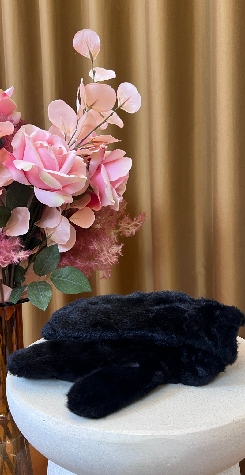 Luffer med fake fur sort LikeLondon