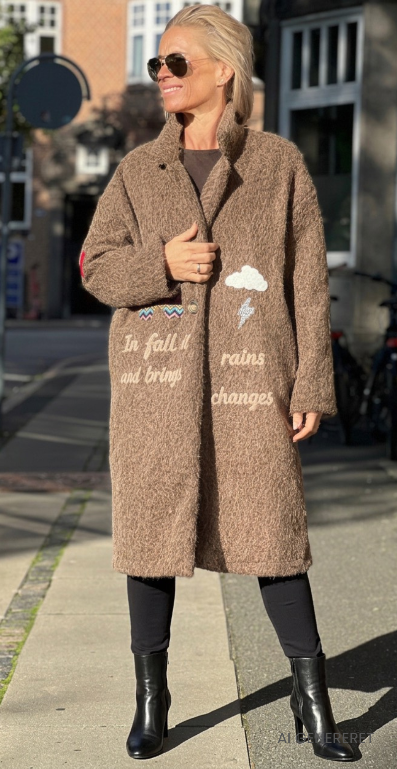 Bette frakke med patches brun LikeLondon