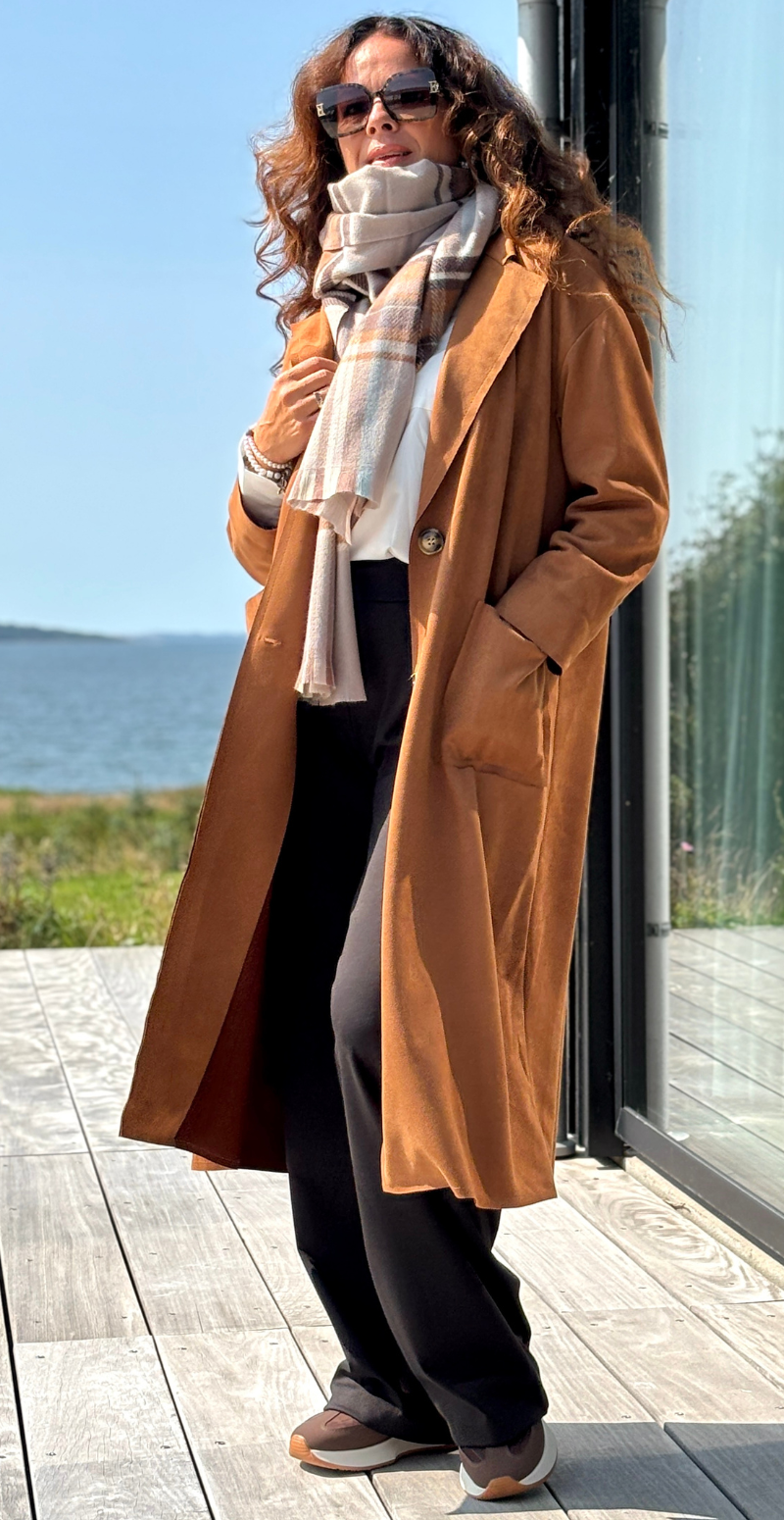 Tørklæde med tern taupe LikeLondon