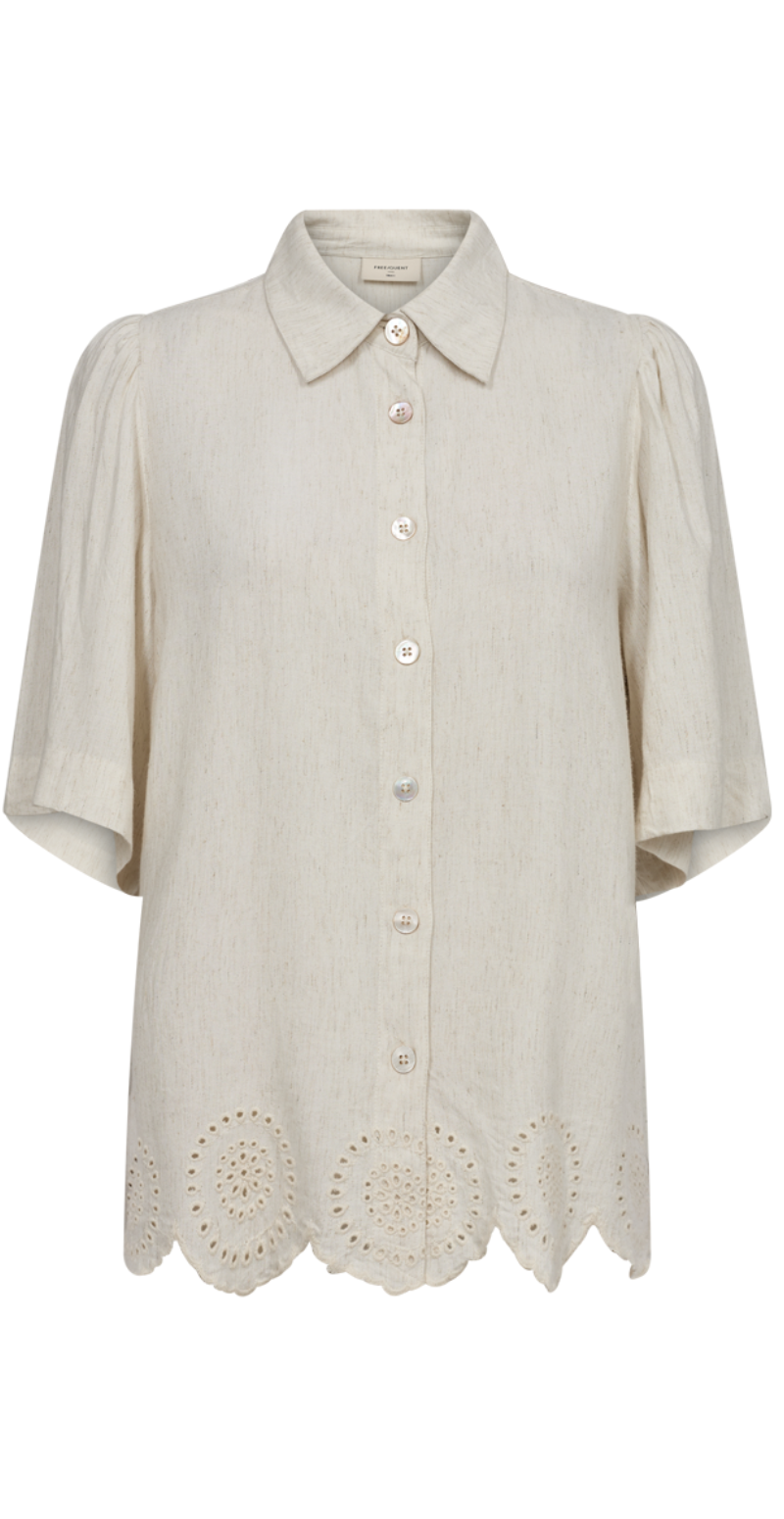 Linus hørbluse med broderi moonbeam