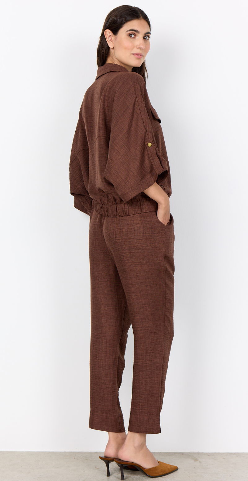 Charissa jakke med elastik kant brun LikeLondon