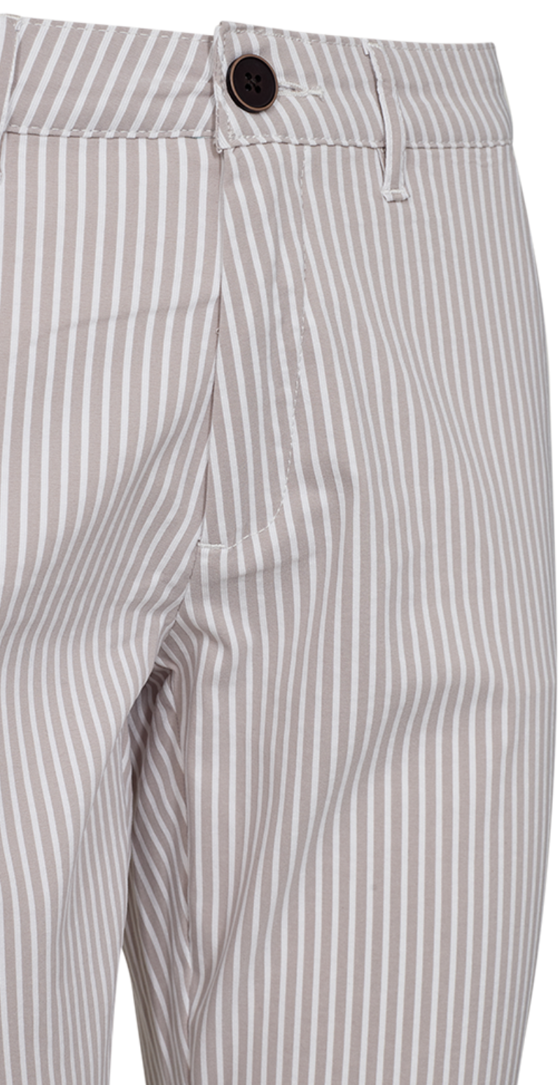 Rex bukser med striber taupe w. off-white