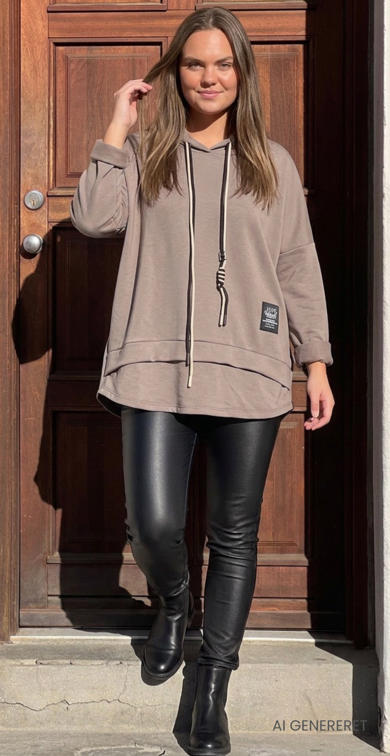 Erna sweatshirt med hætte og snøre sand LikeLondon