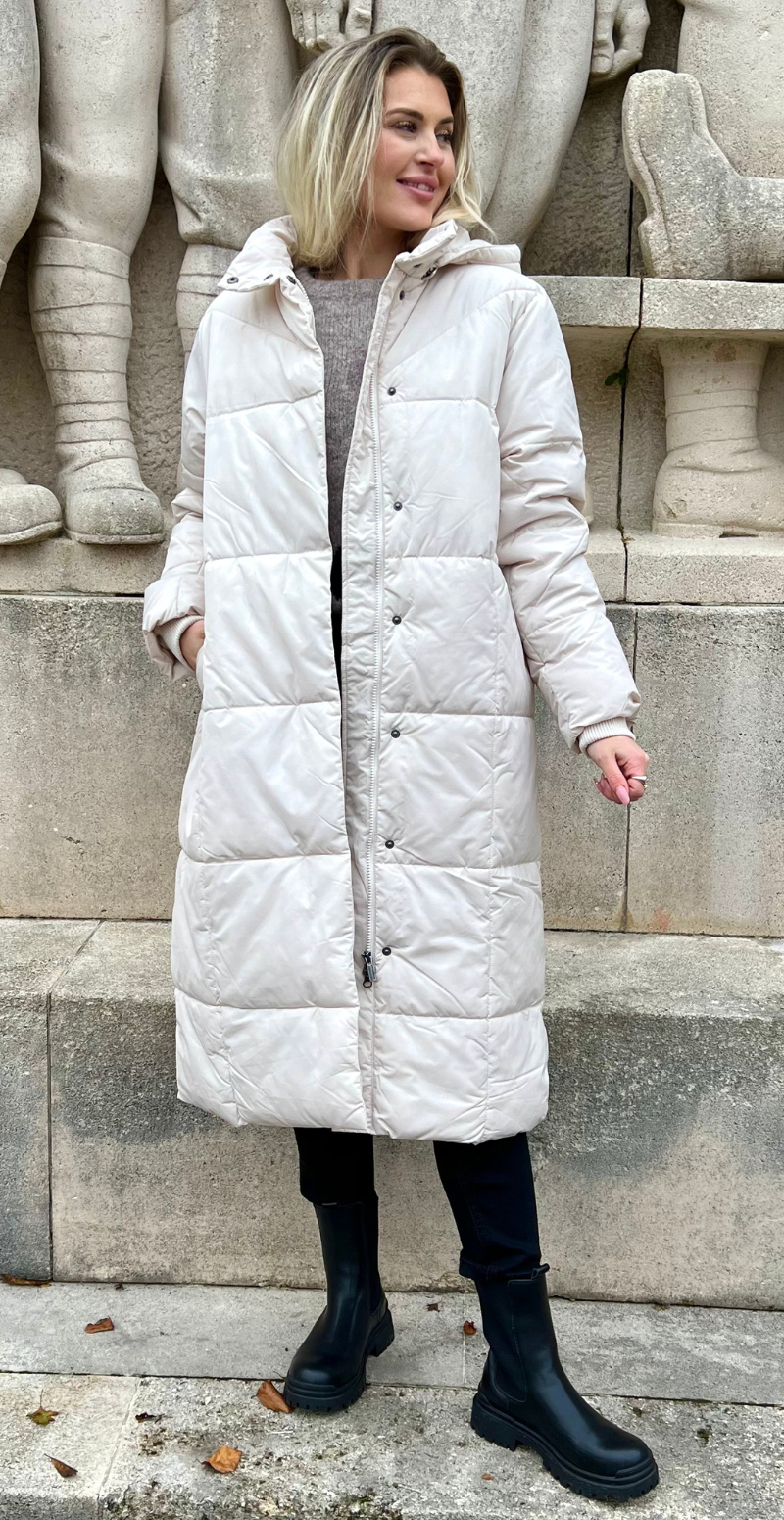 Dawn lang vatteret frakke offwhite