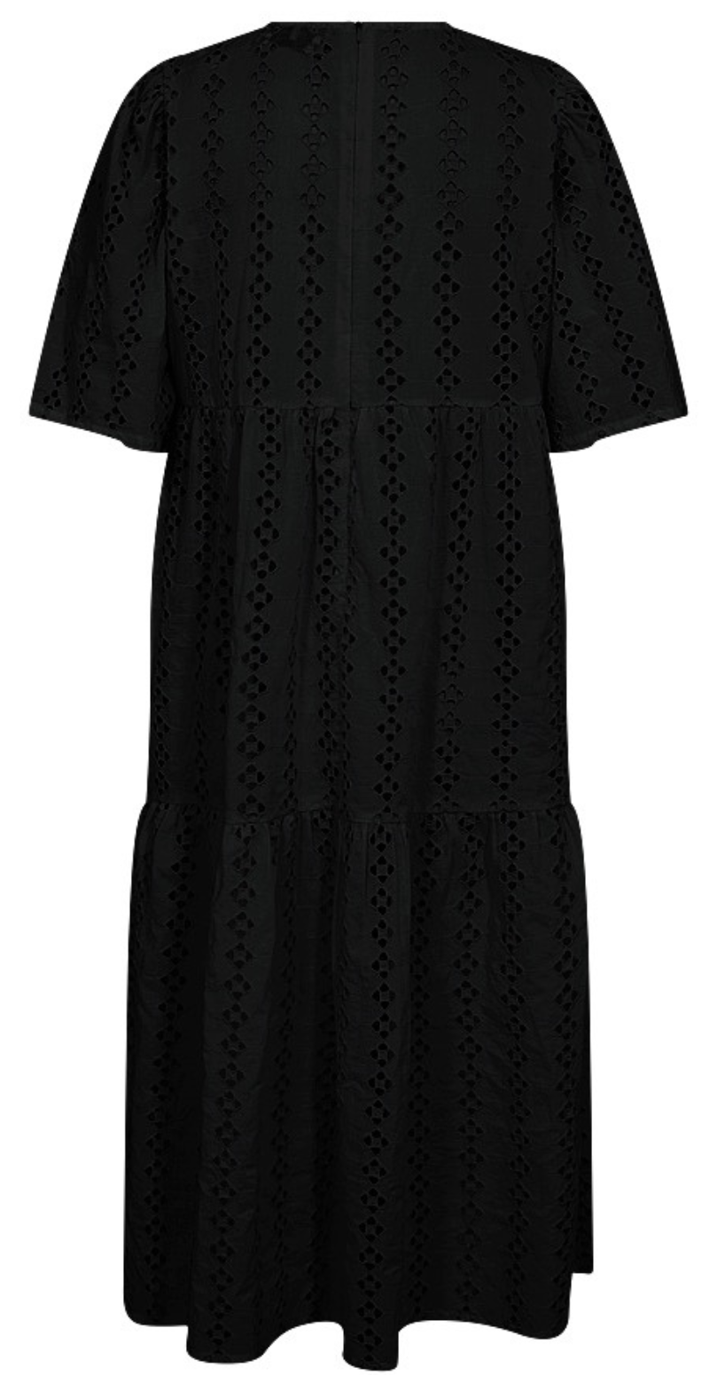 Londa kjole med broderi anglaise sort Freequent