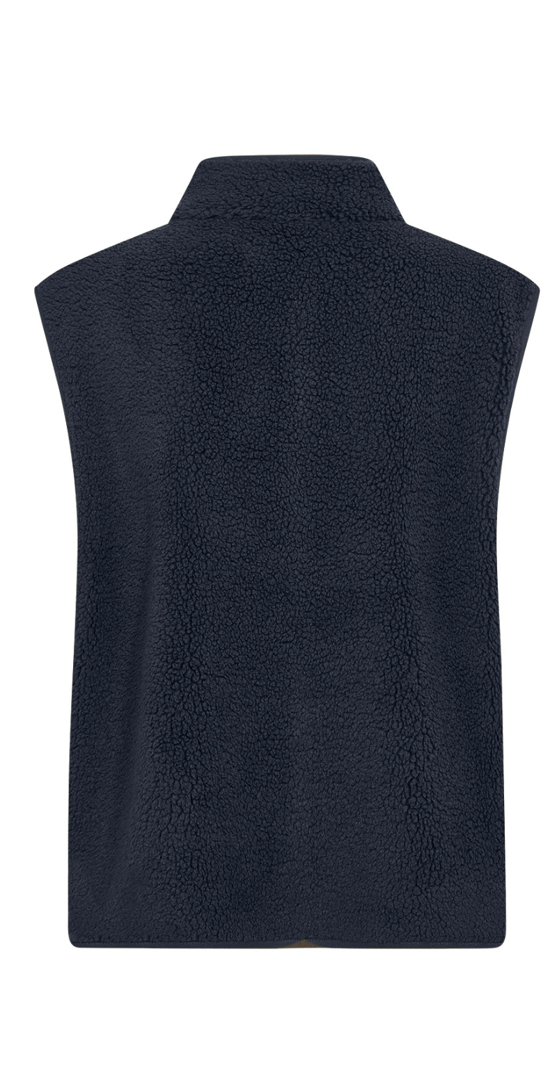 Onyx vest I teddy med brystlomme og knapper navy Soyaconcept