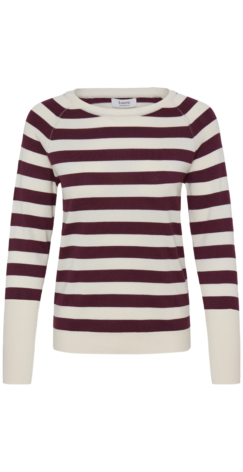 Morla strikbluse med striber fig/birch B.young