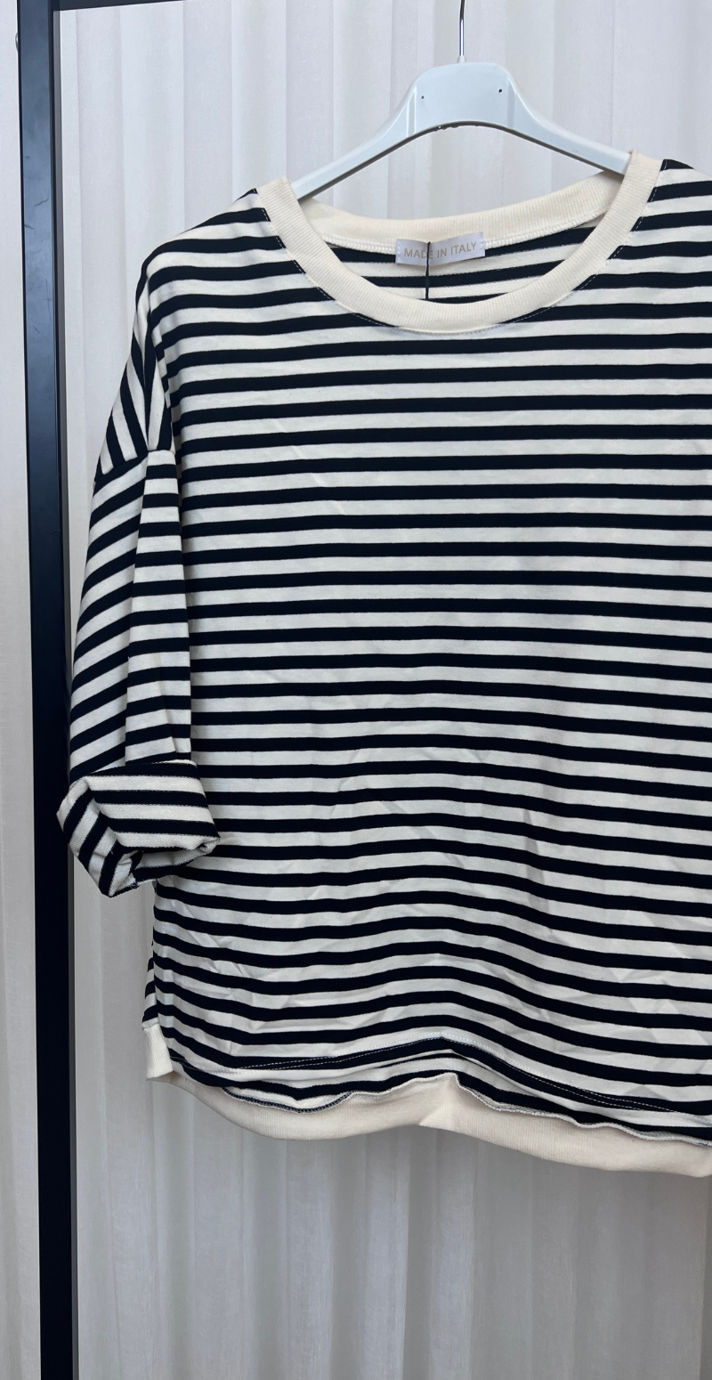 Zenia bluse med lange ærmer og striber sort LikeLondon