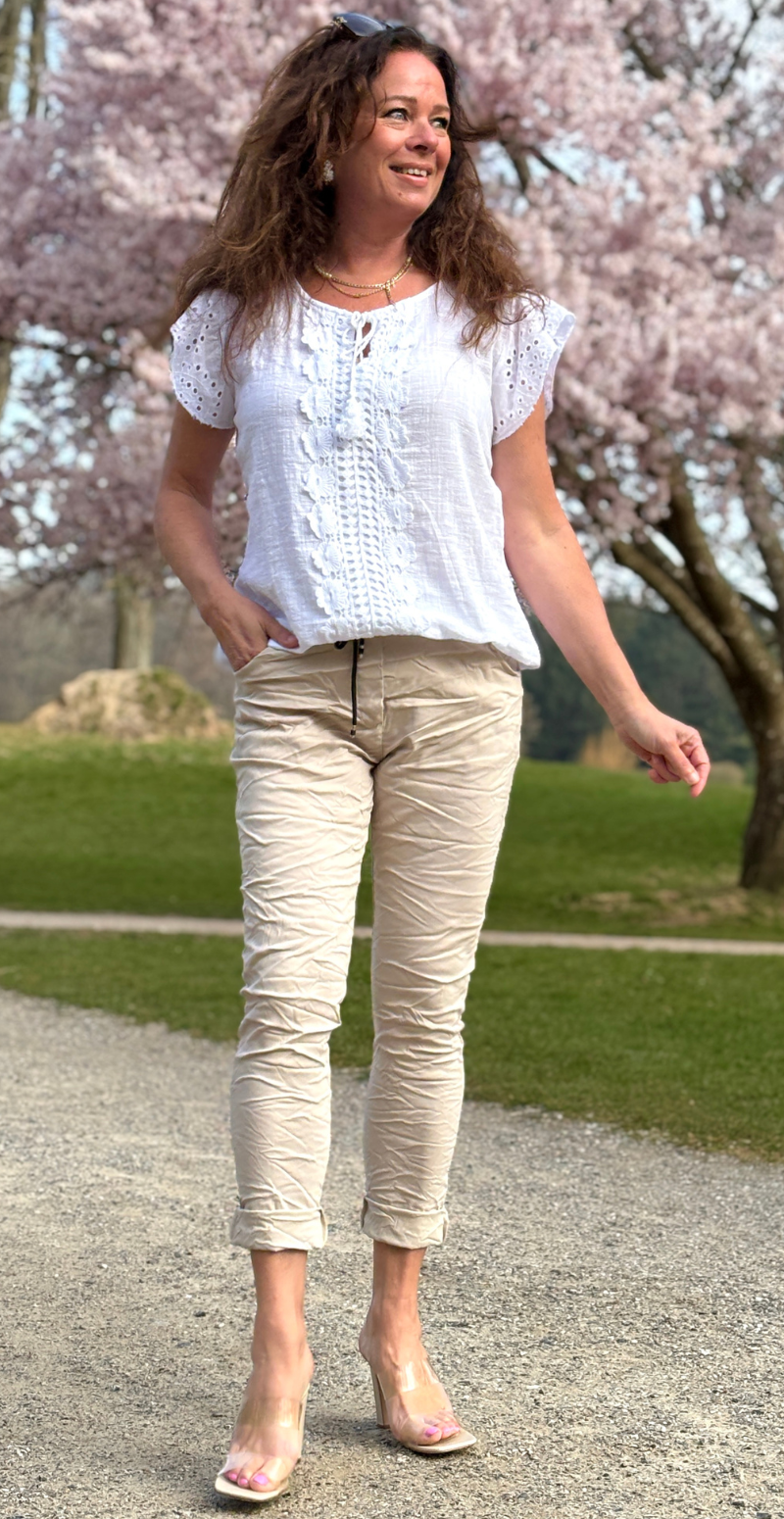 Nora buks med elastik & snøre i livet beige LikeLondon