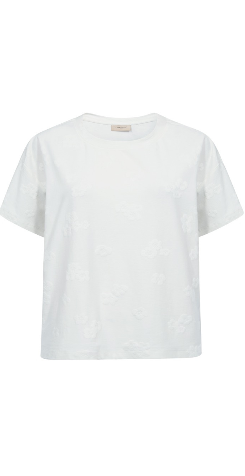 Ziprea bluse med præget blomstermønster star off-white Freequent