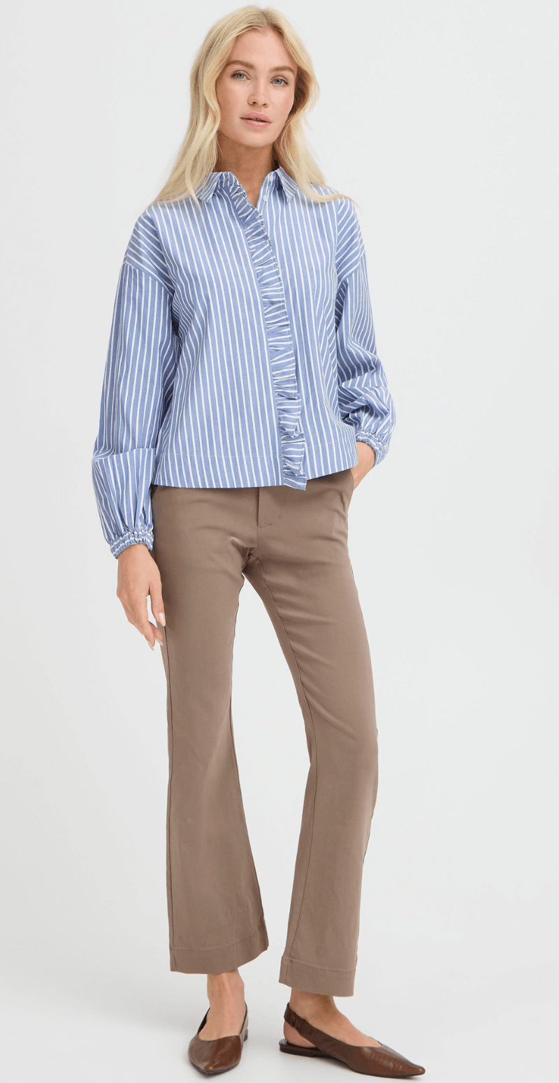 Hilde skjortebluse med striber stonewash mix