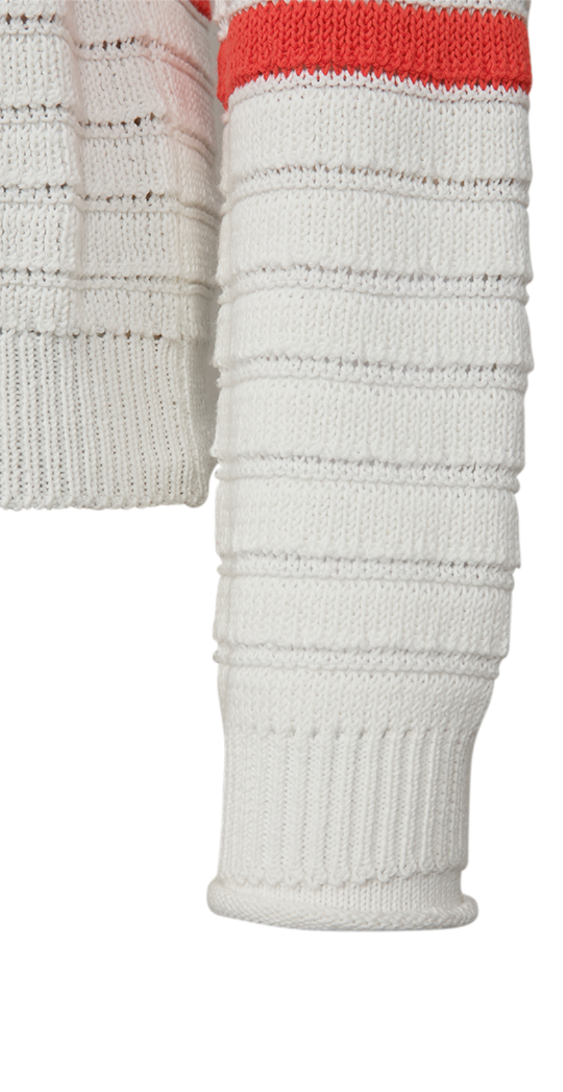 Sail cardigan med striber off-white w. bittersweet