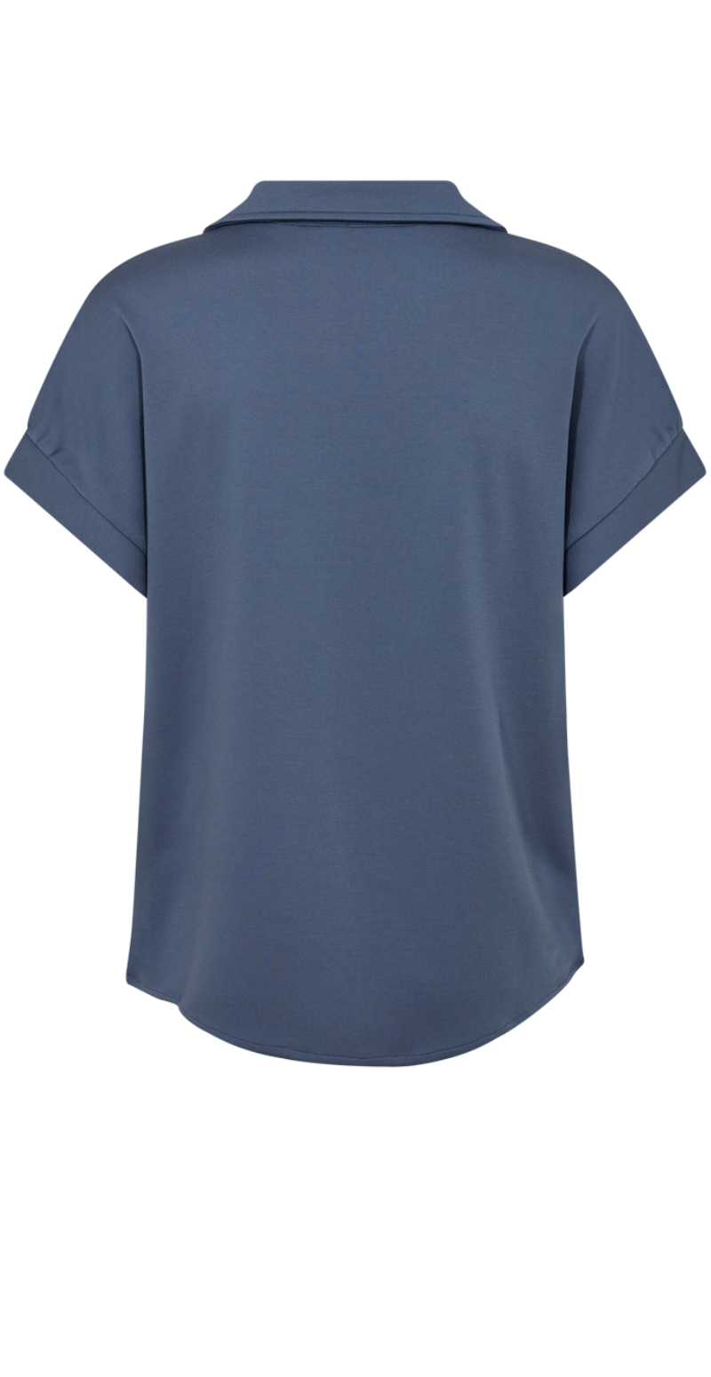 Rue skjortebluse med v-hals vintage indigo