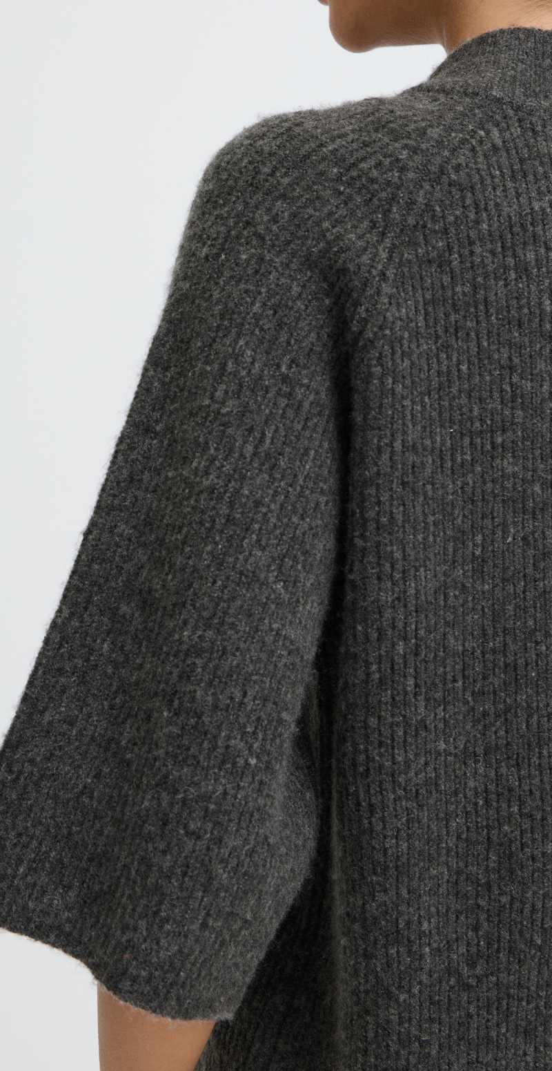 Otaja cardigan med knapper fortil og korte ærmer dark grey melange b.young
