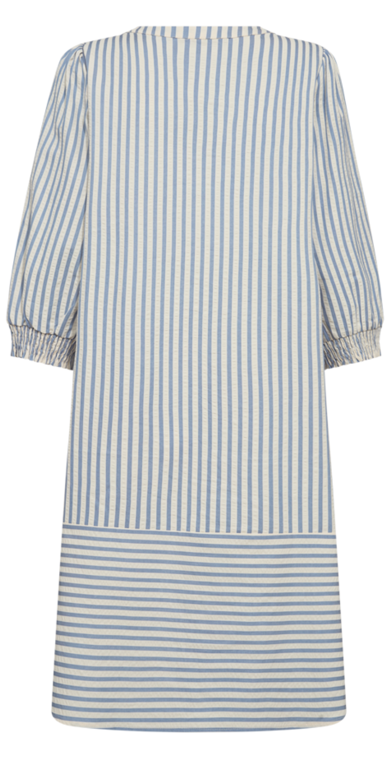 Aby kjole med striber blå w. off-white