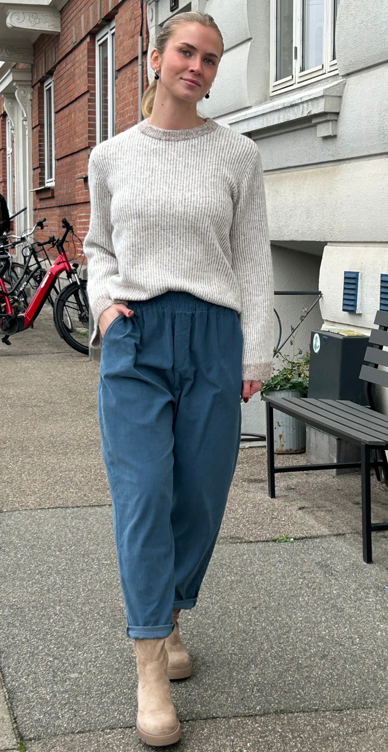 Minna jumper med striber walnut mix B-young