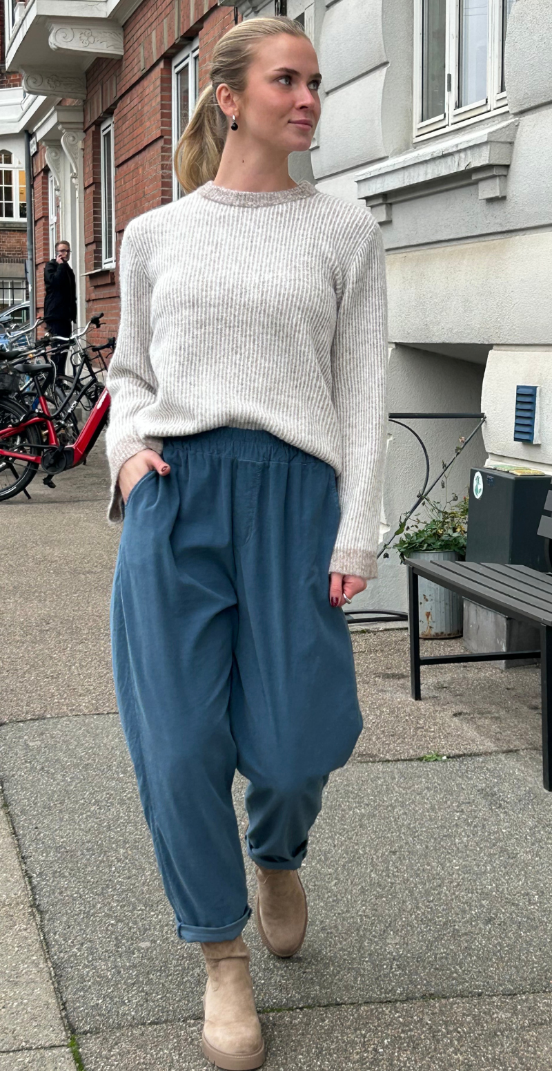 Erin fløjlsbukser med lommer og elastik i taljen jeans LikeLondon