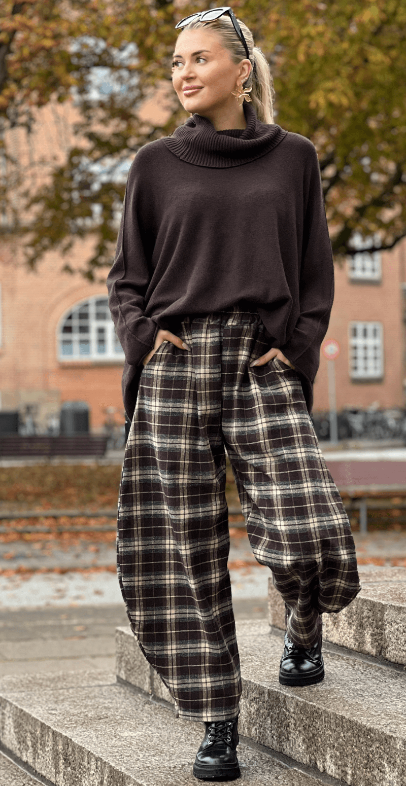 Sonya ternet barrel balloon bukser brun LikeLondon