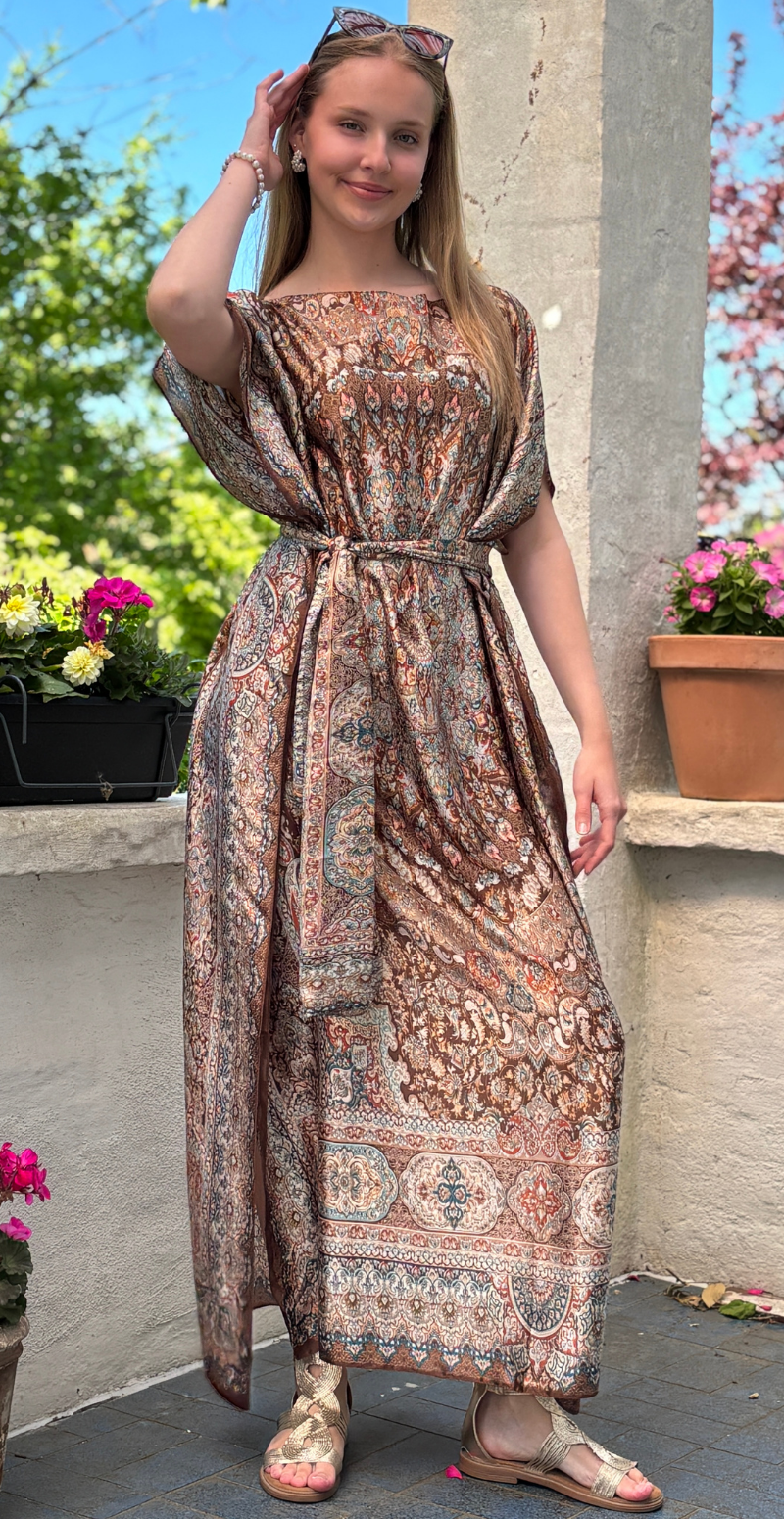 Forudbestil uge 23 Lang sarong med paisley mønster brun LikeLondon