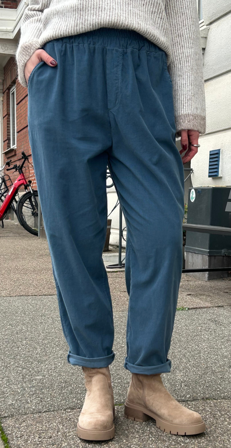 Erin fløjlsbukser med lommer og elastik i taljen jeans LikeLondon