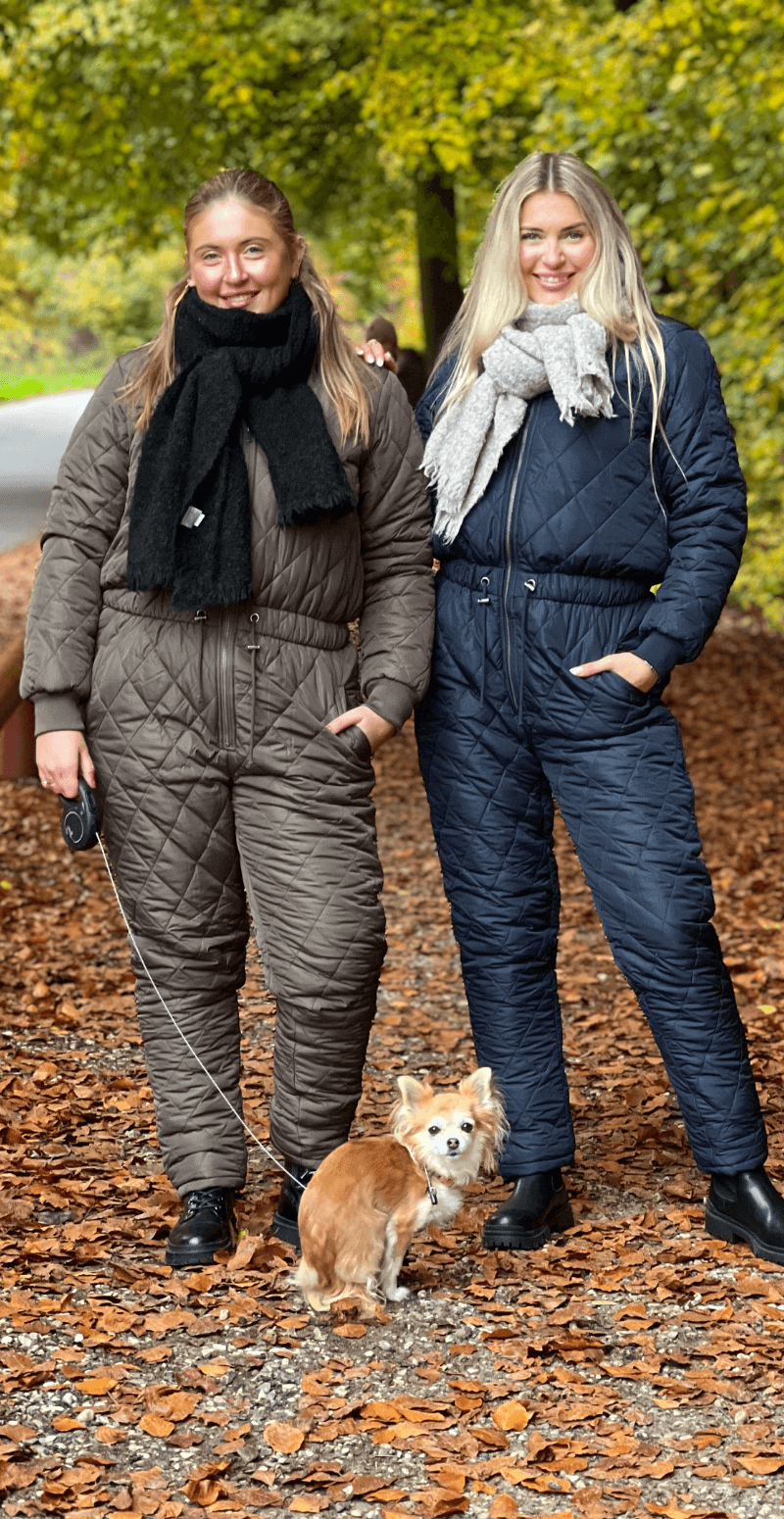 Quiltet jumpsuit brun