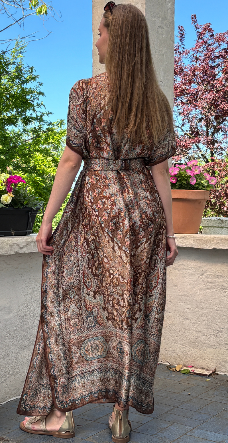 Forudbestil uge 23 Lang sarong med paisley mønster brun LikeLondon