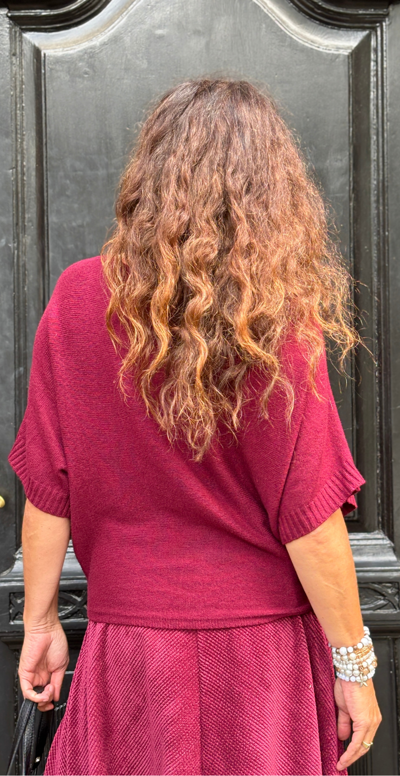 Fanny bluse med flagermusærmer vino LikeLondon