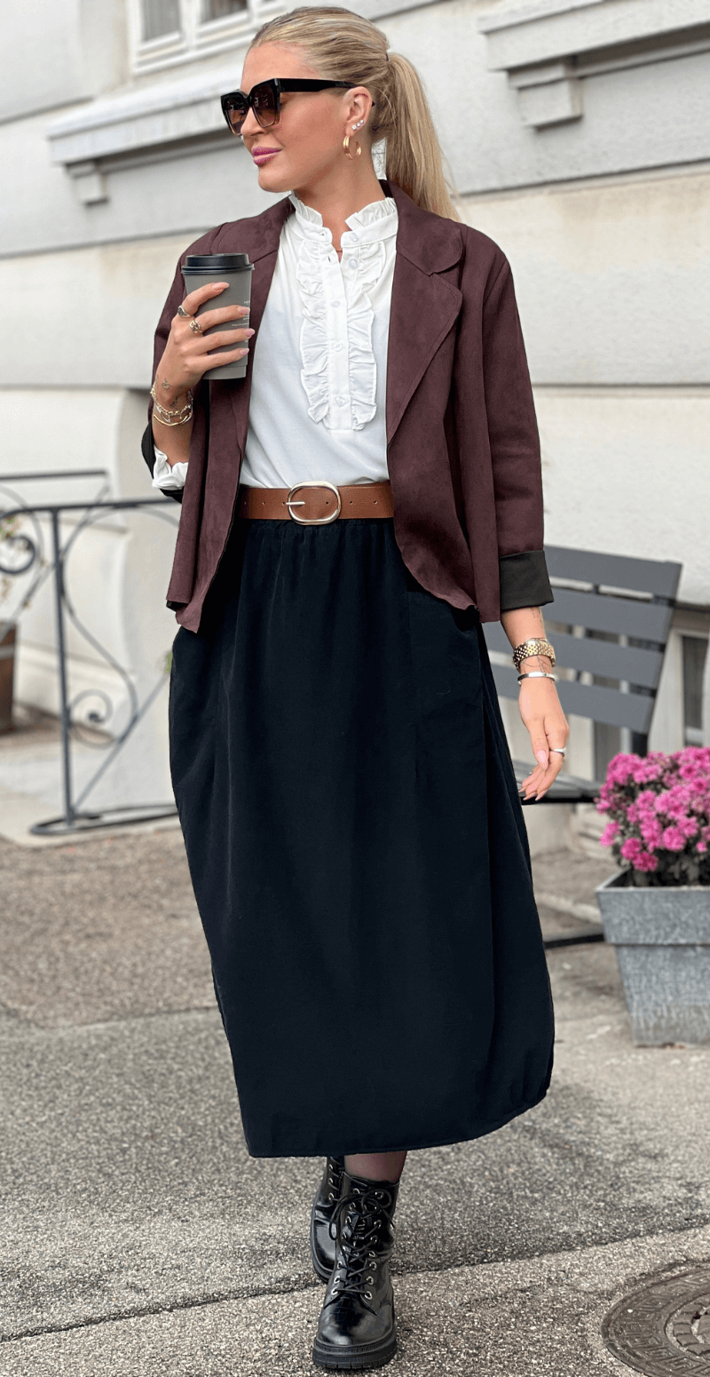 Allison fløjlsnederdel med lommer sort LikeLondon