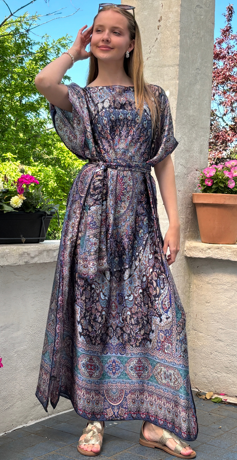 Forudbestil uge 23 Lang sarong med paisley mønster blå LikeLondon