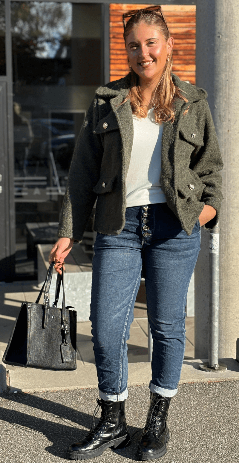 Anastacia klassisk jakke med pynteknapper military LikeLondon