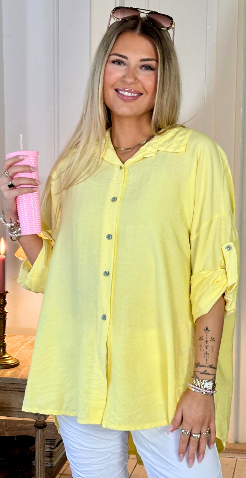 Martha skjorte med opsmøg på ærmet gul LikeLondon