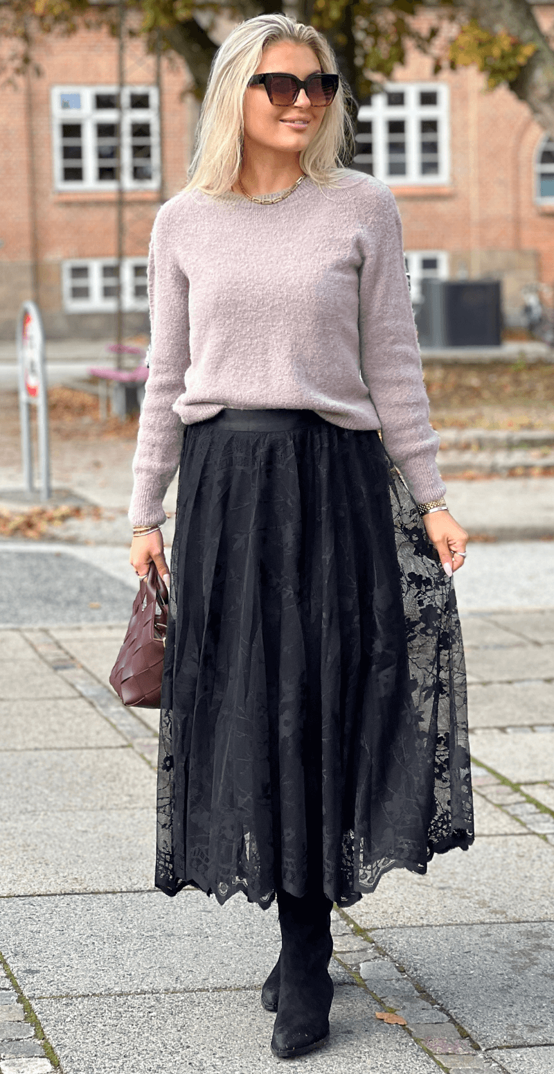 Lally blonde nederdel med print sort