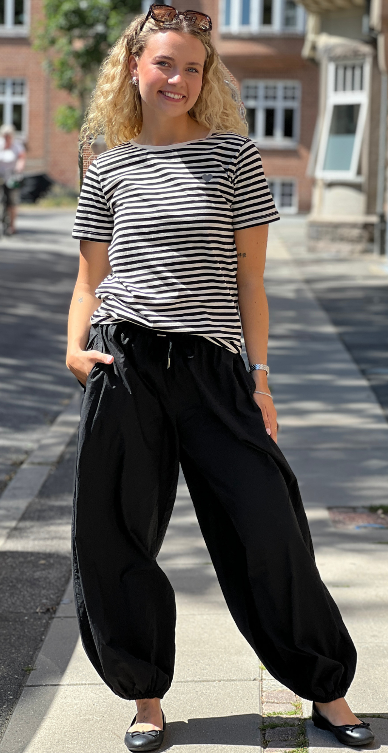Mian bluse med striber moonbeam w. black Freequent