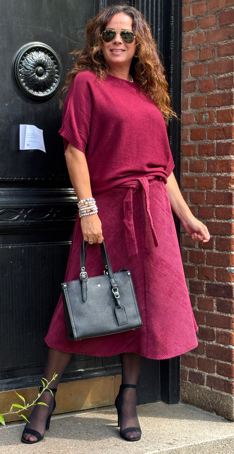 Fanny bluse med flagermusærmer vino LikeLondon