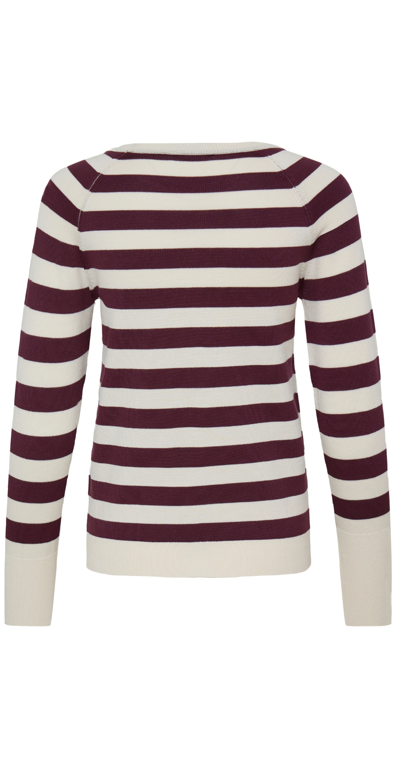 Morla strikbluse med striber fig/birch B.young