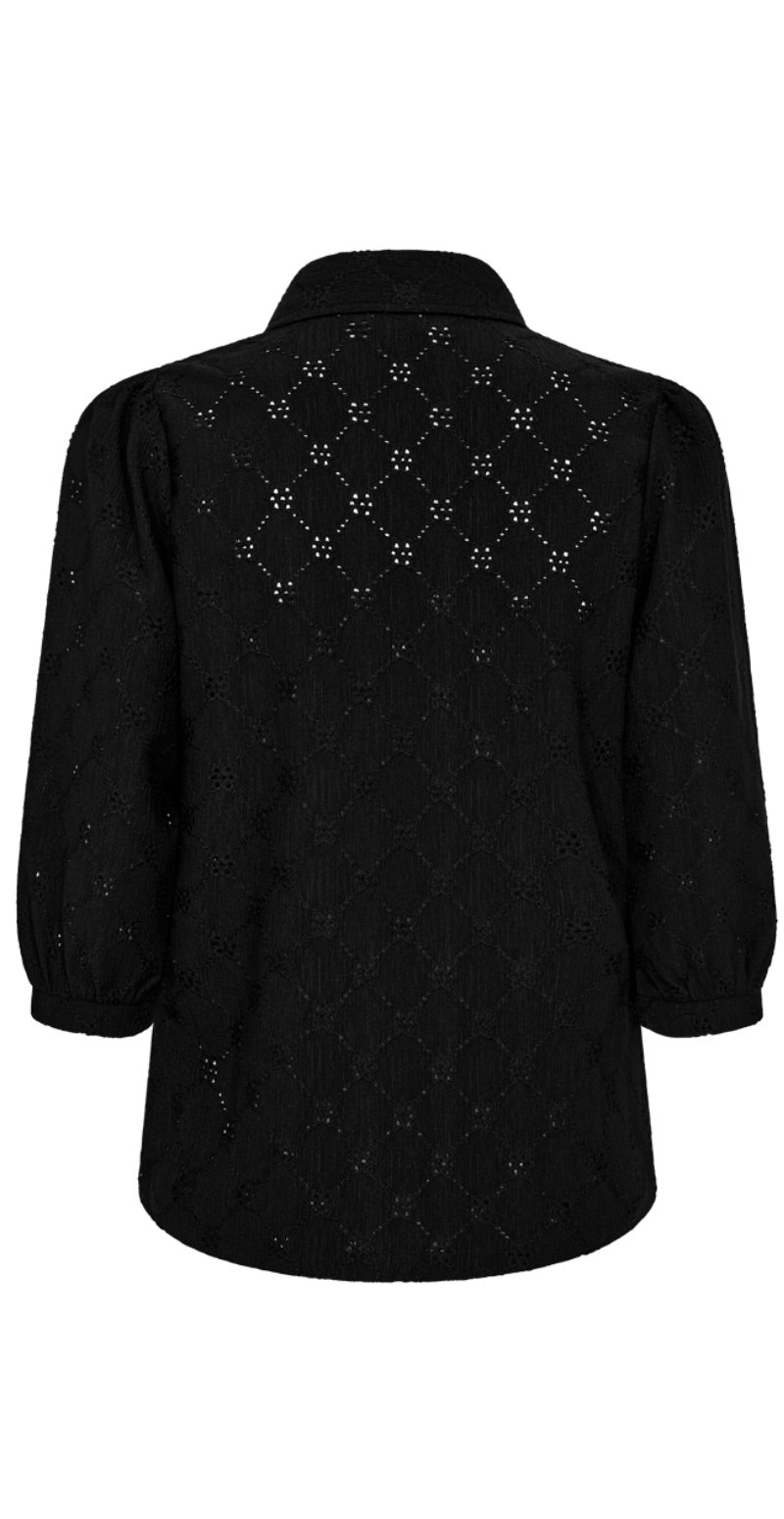 Leni bluse med hulmønster sort