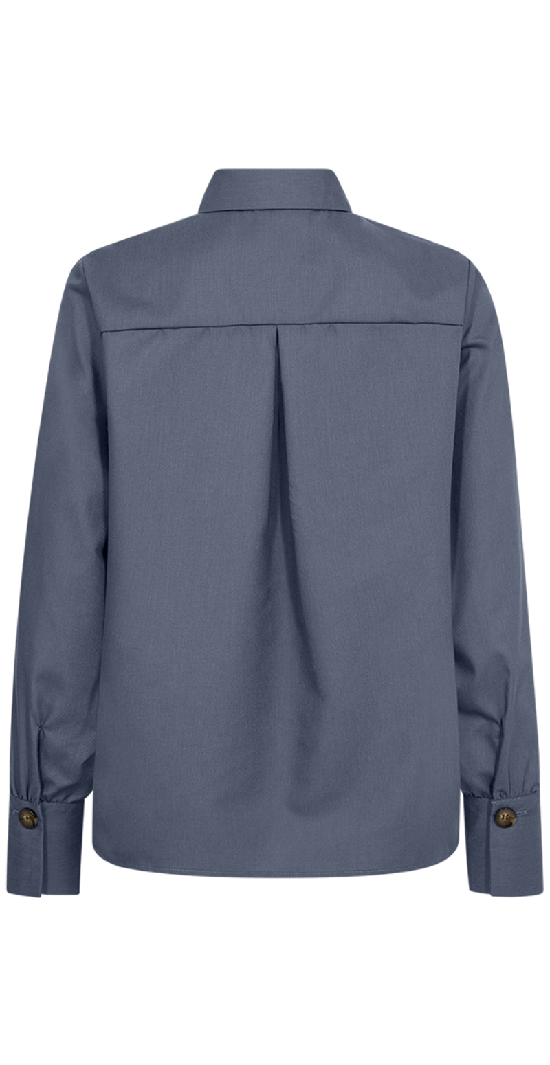 Flynn skjorte med stolpelukning vintage indigo