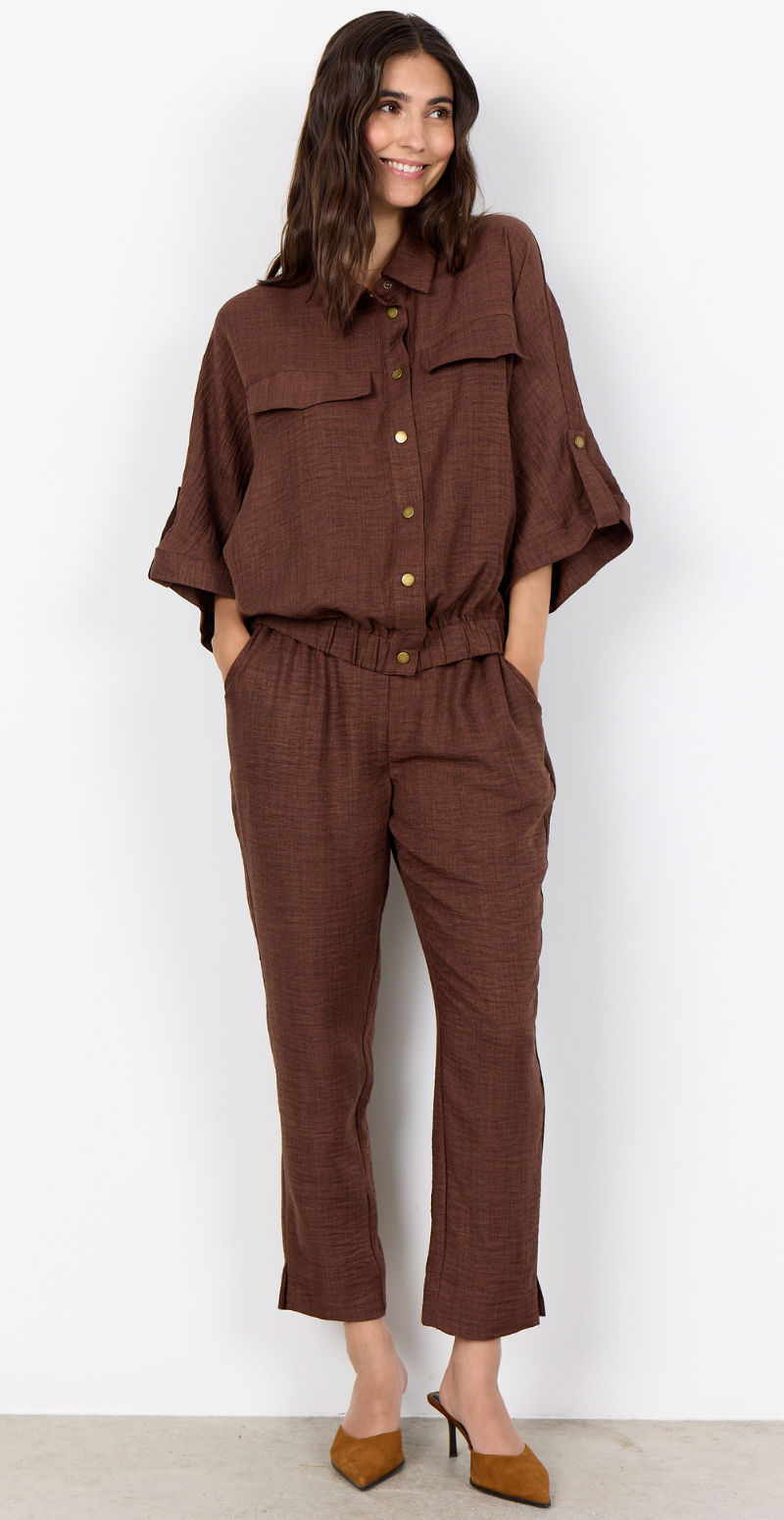 Charissa jakke med elastik kant brun LikeLondon