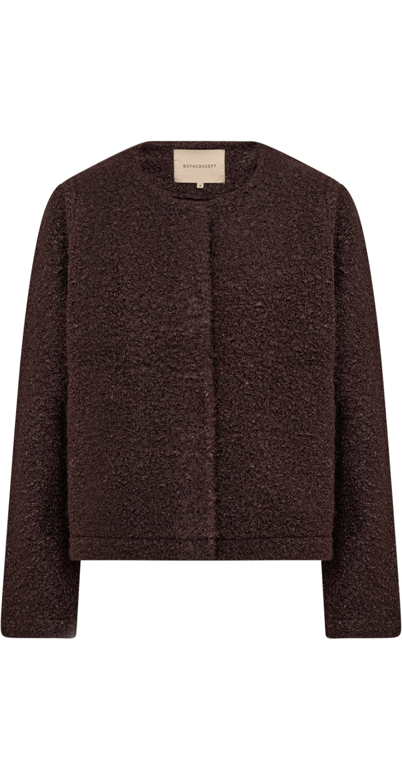 Grith jakke i teddy-look brun LikeLondon