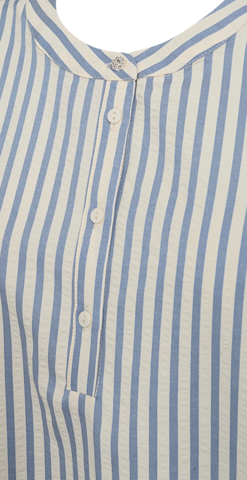 Aby kjole med striber blå w. off-white