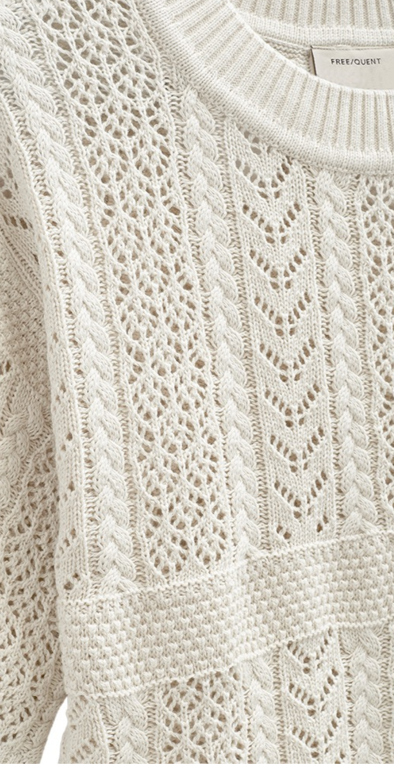 Arwen pullover med hulmønster moonbeam Freequent