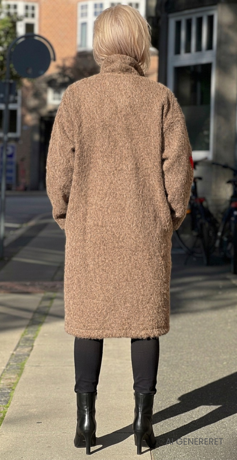 Bette frakke med patches brun LikeLondon