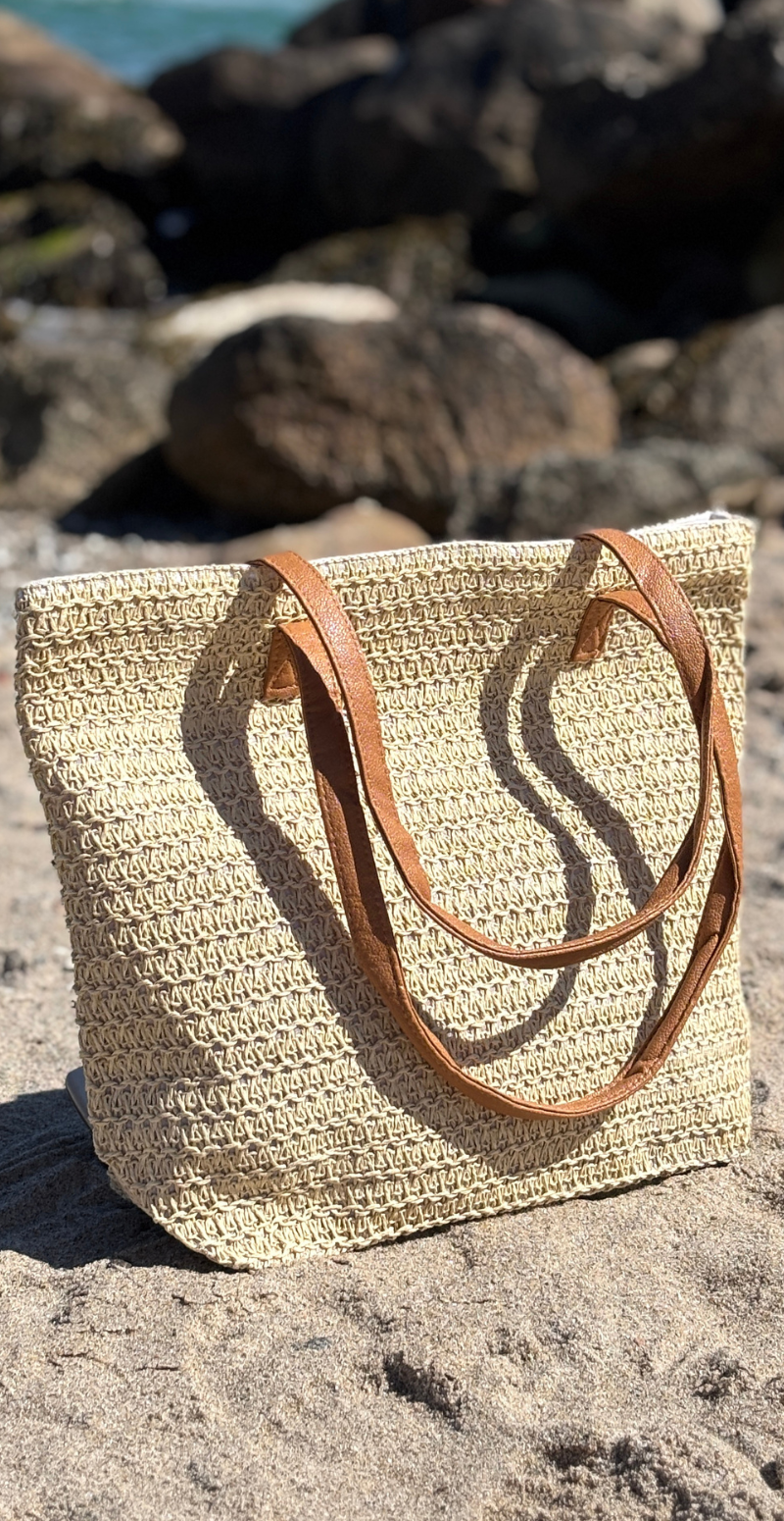 Flettaske med lynlås sand LikeLondon